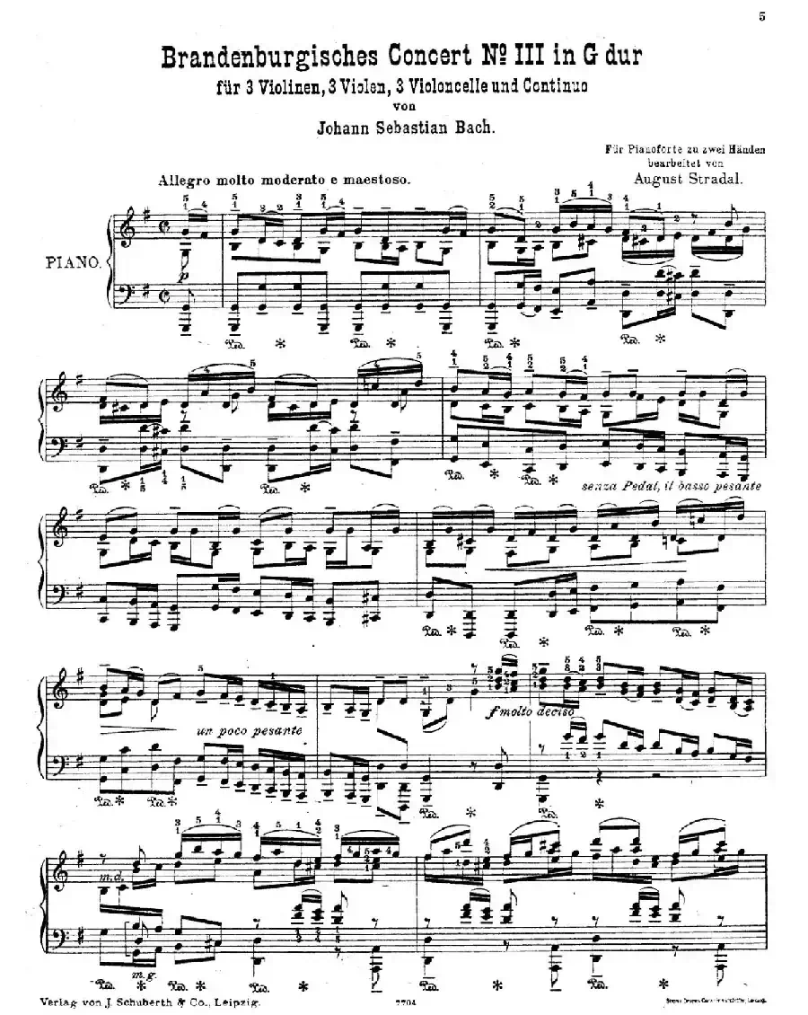 Brandenburg Concerto No.3 in G Major BWV.1048(G大调第三勃兰登堡协奏曲·钢琴独奏版)
