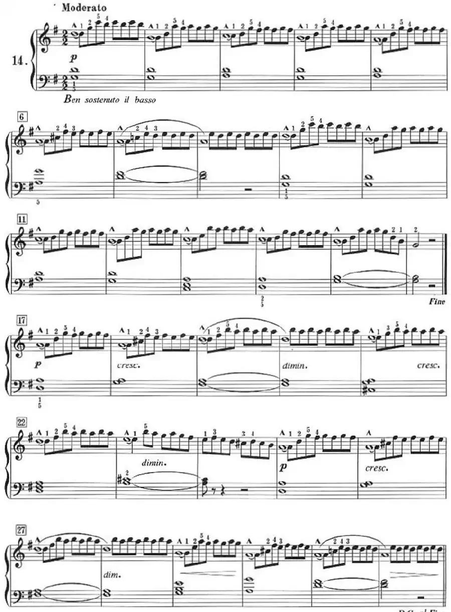 50首莱蒙钢琴练习曲 作品37(NO.14)