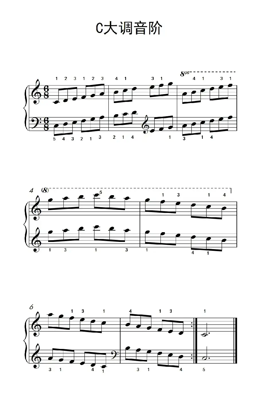 第三级 1.C大调音阶(中央音乐学院 钢琴(业余)考级教程 1-3级)