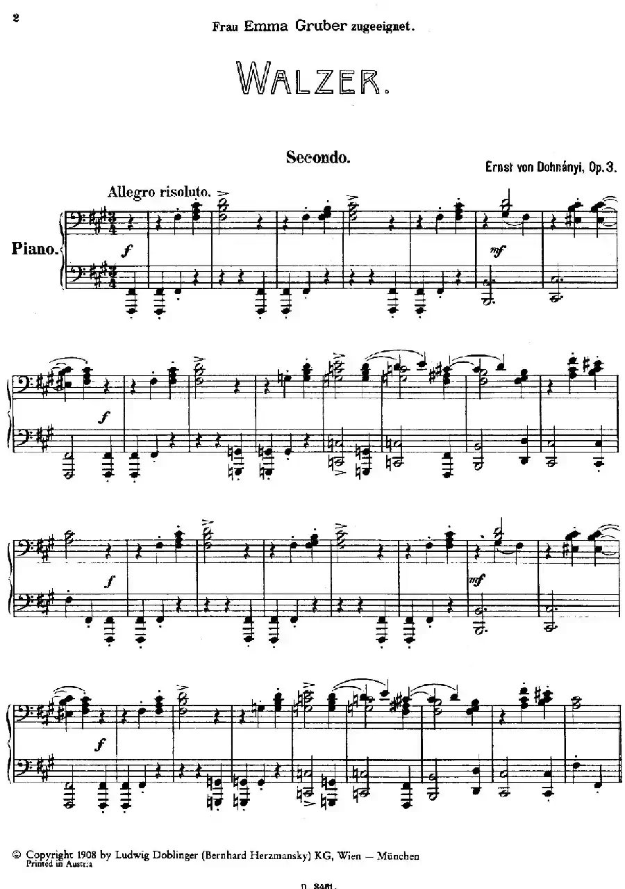 Walzer Op.3 - 4 hands(圆舞曲·四手联弹)