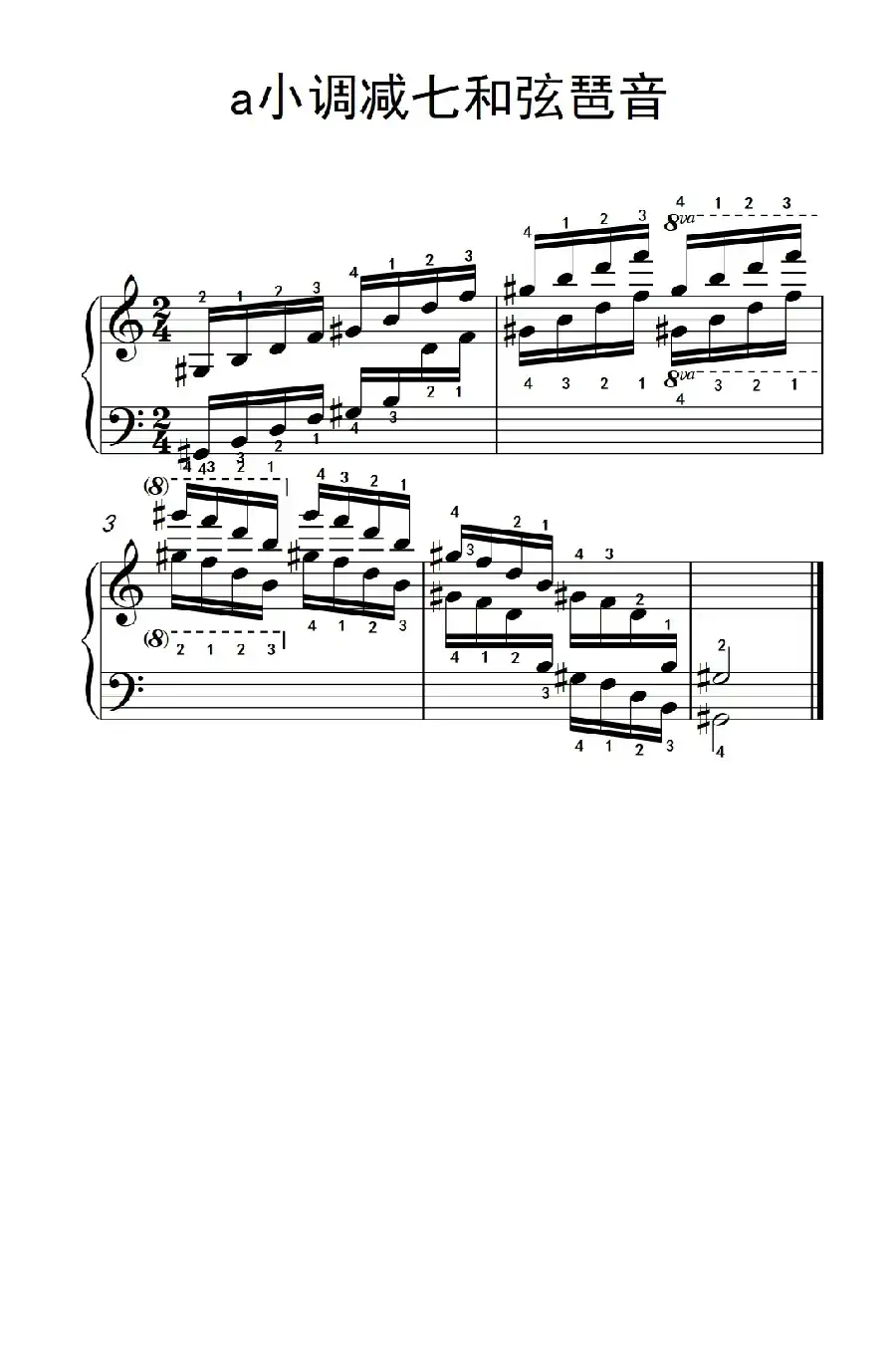 第七集2.a小调减七和弦琶音(中央音乐学院 钢琴(业余)考级教程 7-9级)