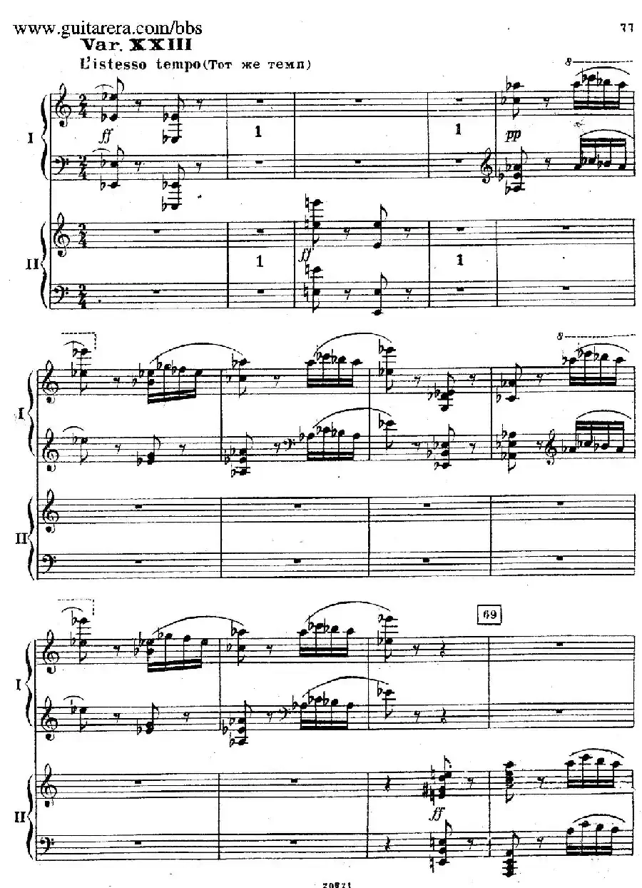 Rhapsody On A Theme Of Paganini Op.43(帕格尼尼主题狂想曲·双钢琴)(P61——87)