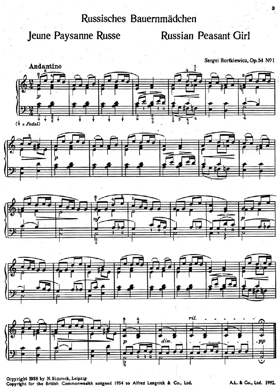9首简易小品“玩偶” (9 Easy Pieces Op.54)(1)