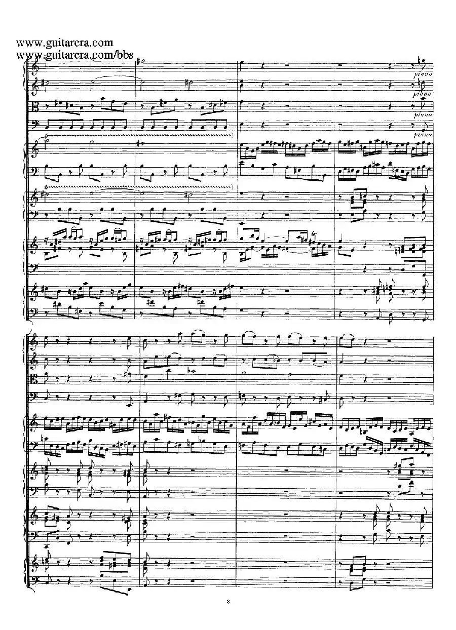 为四架古钢琴而作的a小调协奏曲 BWV 1065(总谱)