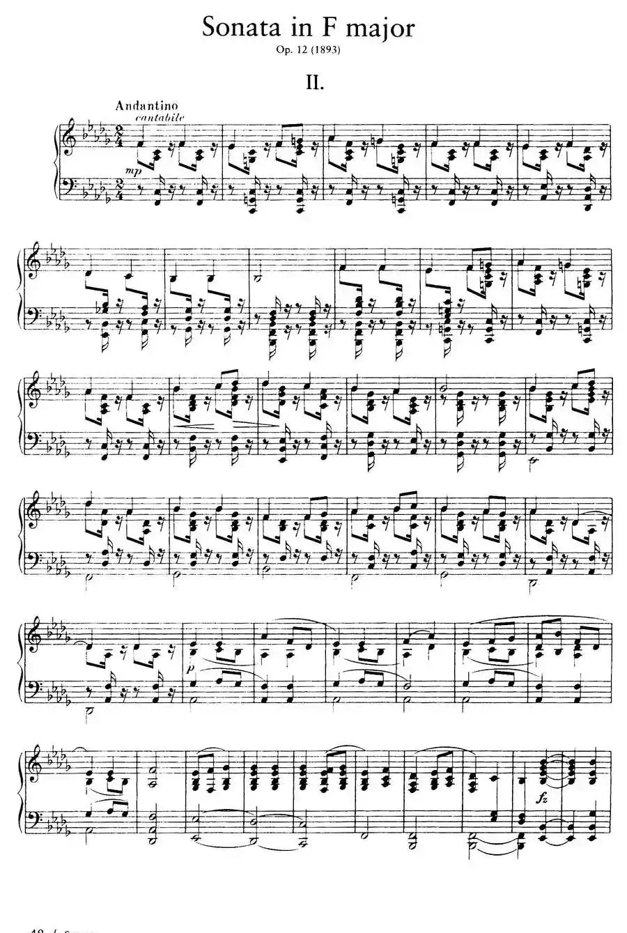 Piano Sonata in F Maj Op·12(F大调钢琴奏鸣曲·第二乐章)