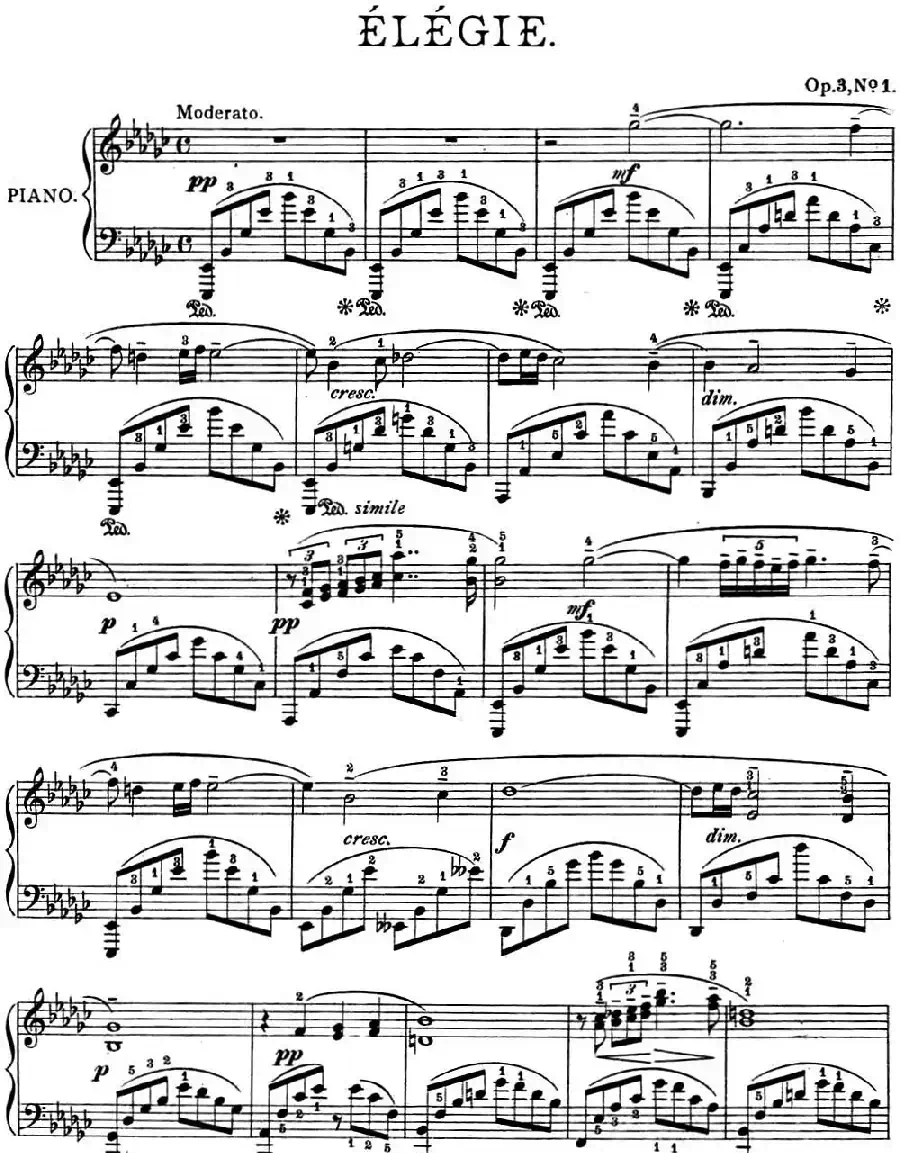 拉赫玛尼诺夫 幻想小品集 Op.3 No.1 悲歌 降e小调