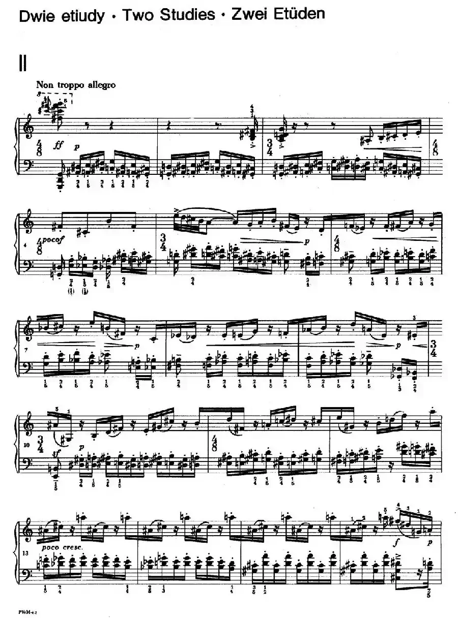 Two Studies(2首练习曲 2. 不过分的快板)