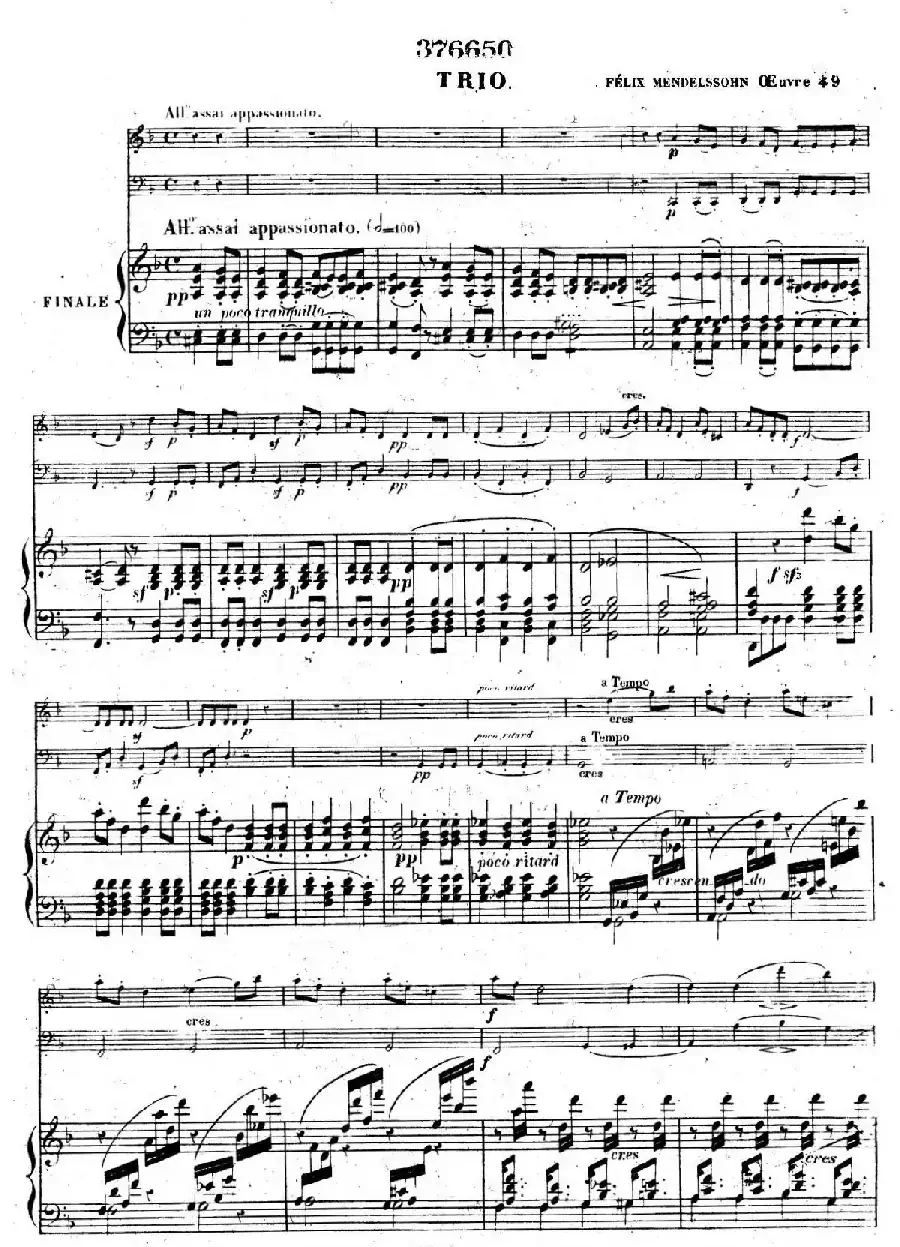 Piano Trio No.1 in d Minor Op.49(d小调第一钢琴三重奏·第四乐章)