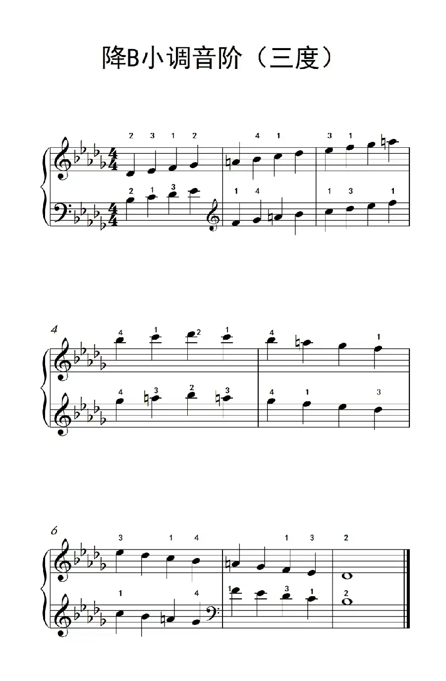 降B小调音阶(六度)(孩子们的钢琴音阶、和弦与琶音 2)
