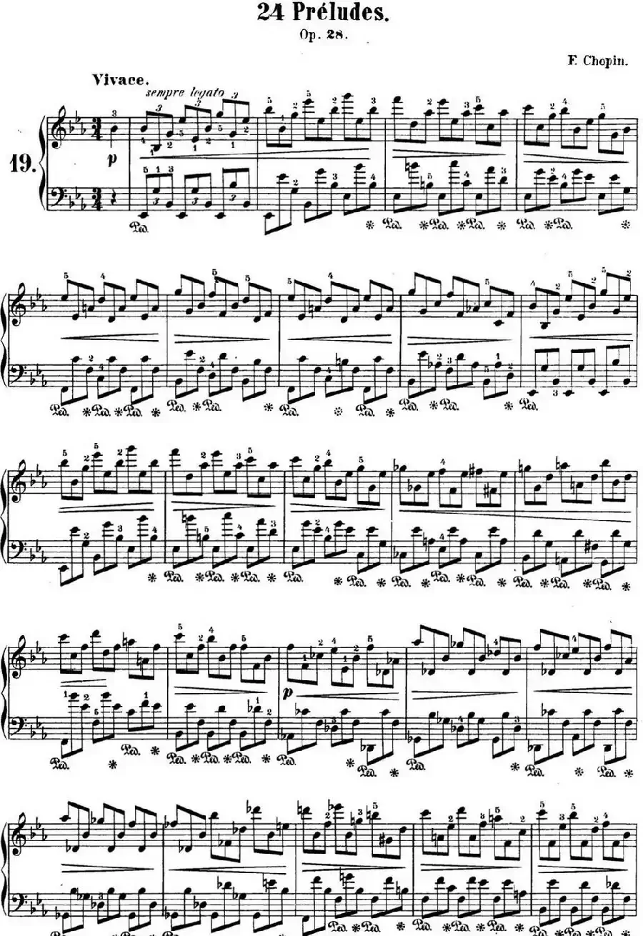 肖邦 24首钢琴前奏曲 Op.28 No.19 降E大调
