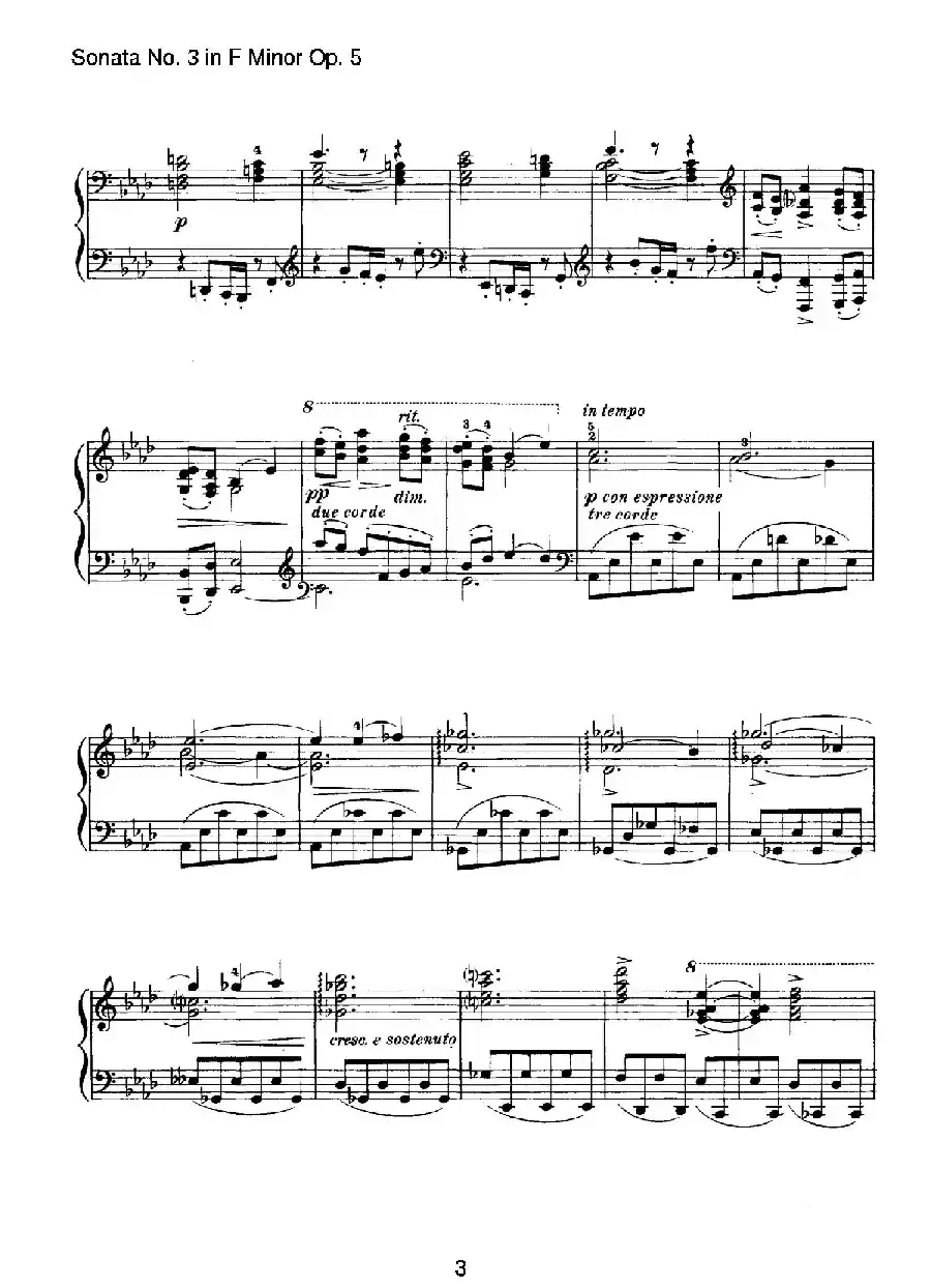 Piano Sonata No.3 in f Minor Op.5(f小调第三钢琴奏鸣曲)