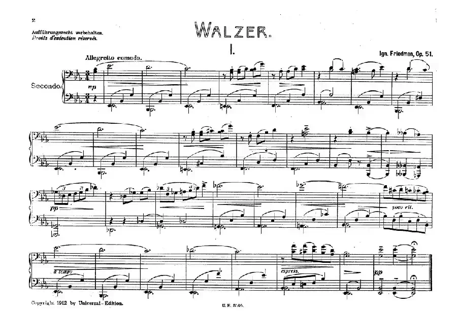5 Waltzes Op.51-4 Hands(5首圆舞曲-四手联弹)