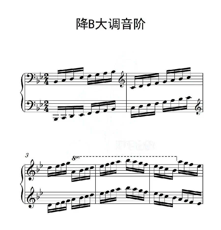 第五级 降B大调音阶(中国音乐学院钢琴考级作品1~6级)