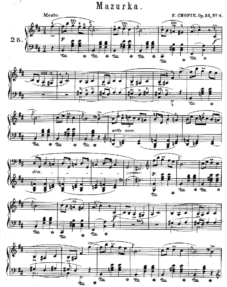 Quatre Mazurkas Op.33(4首玛祖卡舞曲·4)