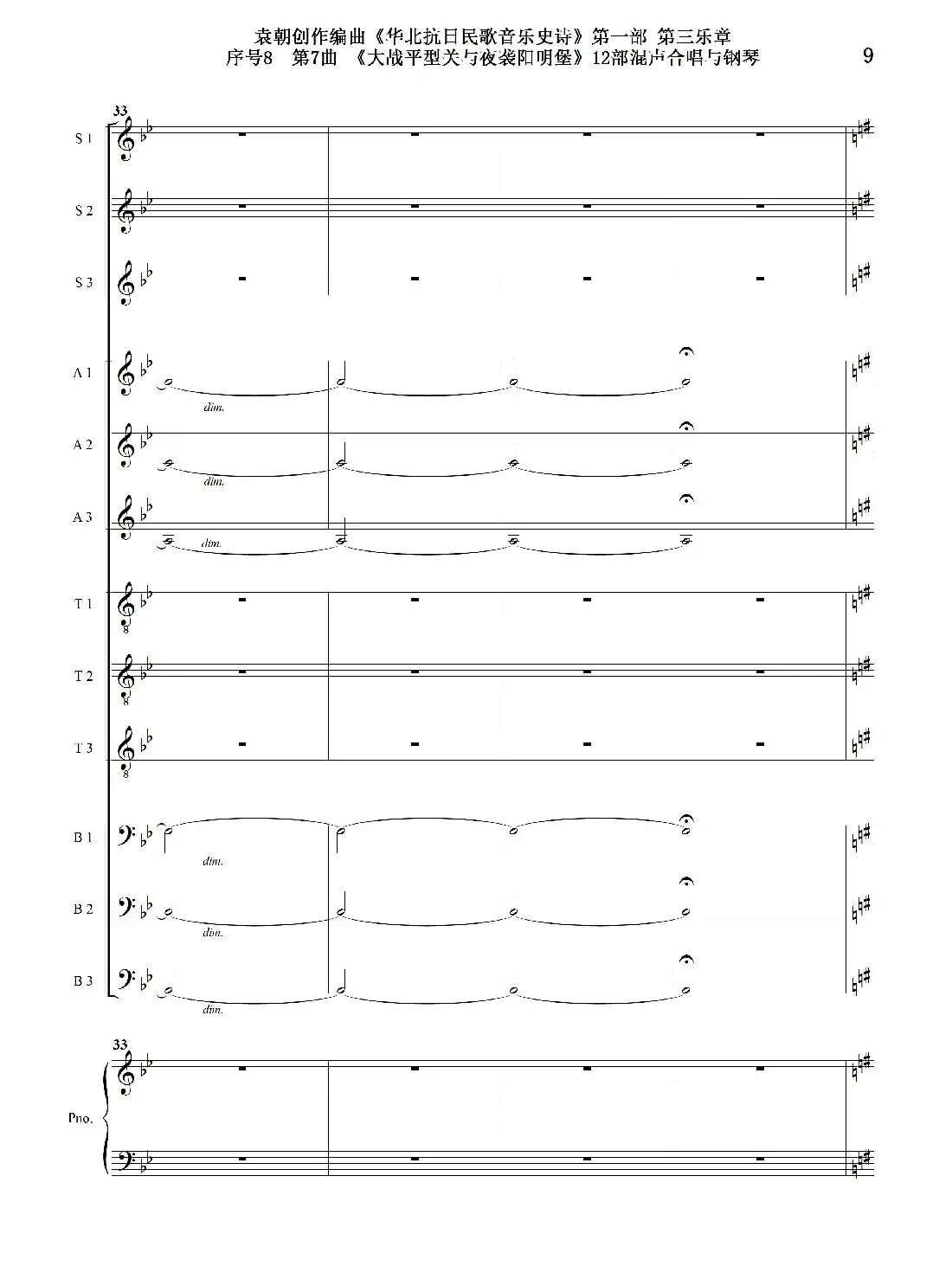 重发:序号8第7曲《大战平型关与夜袭阳明堡》Ⅰ合唱团与钢琴