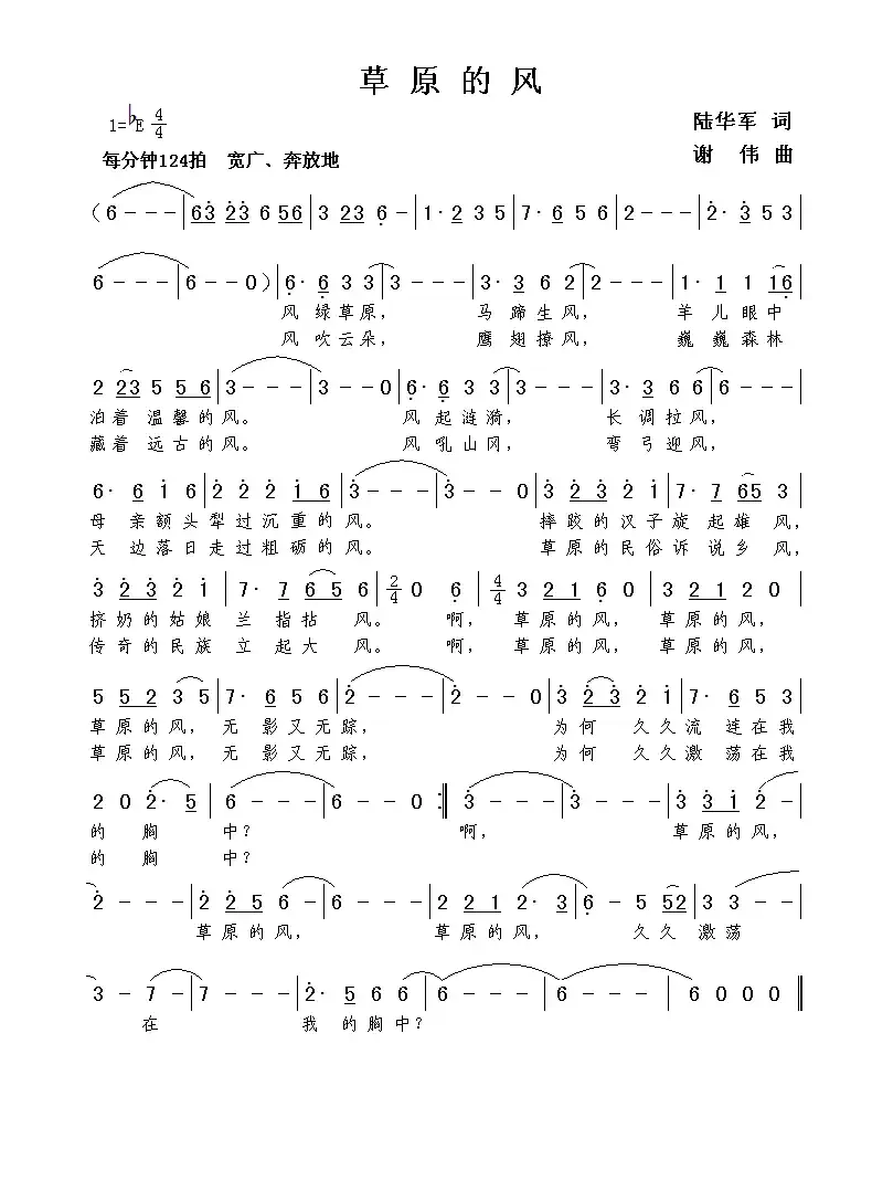 草原的风(陆华军词 谢伟曲)