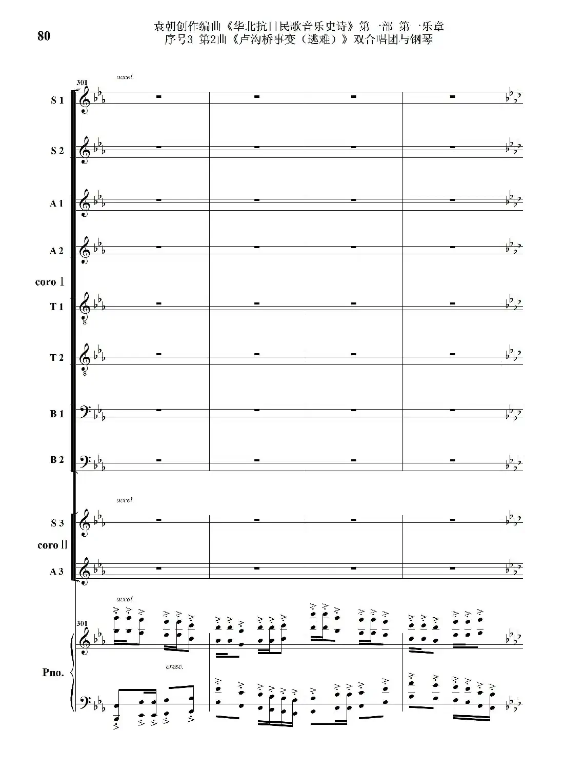 重发:序号3第2曲《卢沟桥事变(逃难)》双合唱团与钢琴