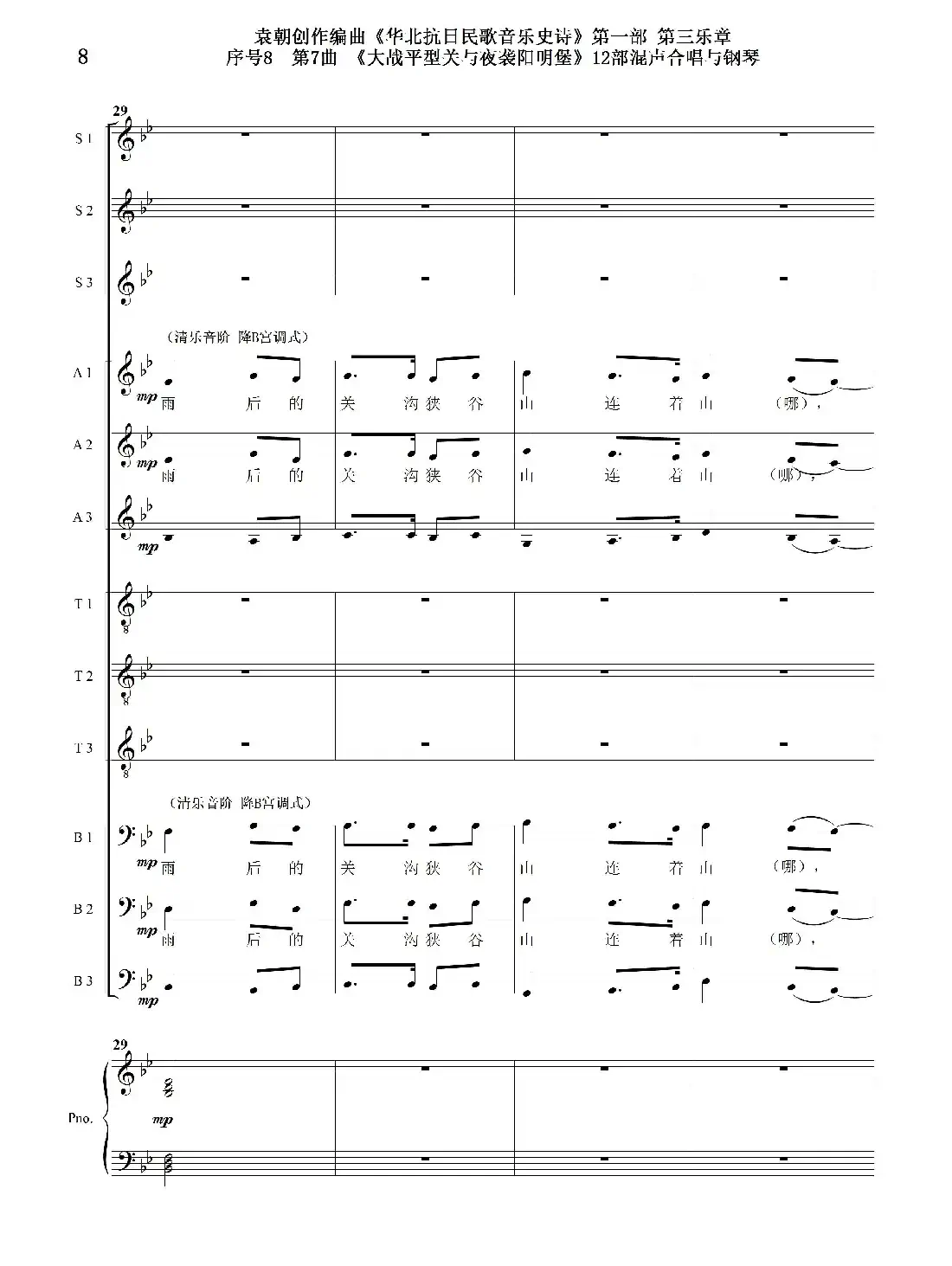 重发:序号8第7曲《大战平型关与夜袭阳明堡》Ⅰ合唱团与钢琴