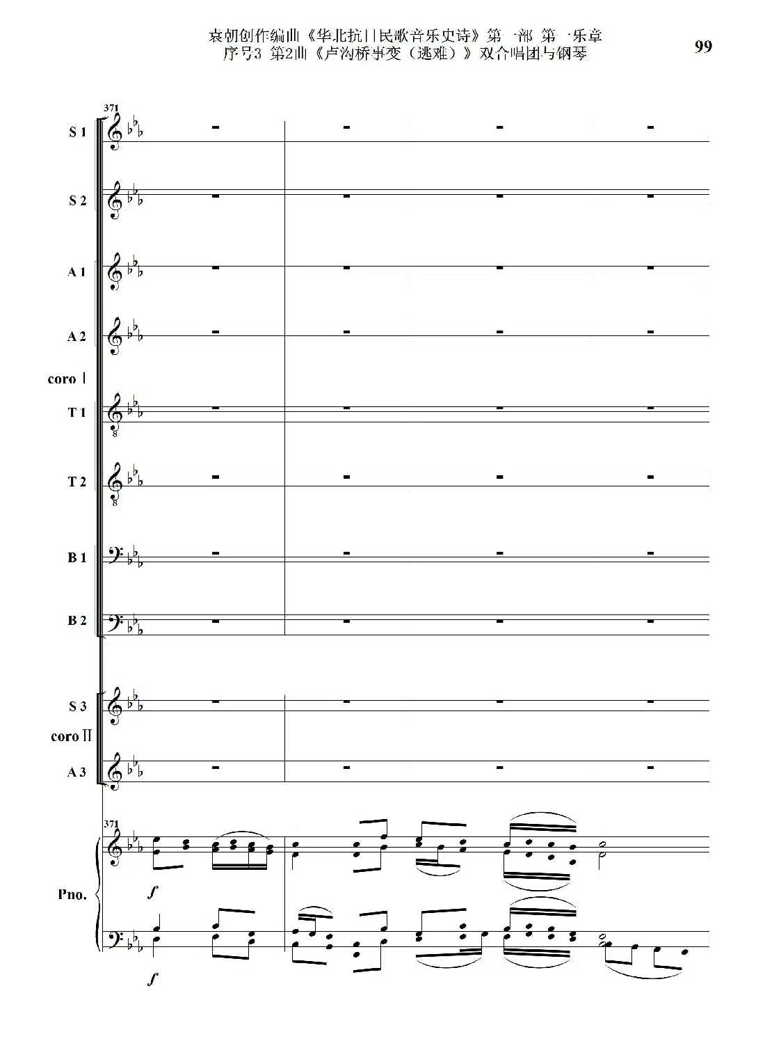 重发:序号3第2曲《卢沟桥事变(逃难)》双合唱团与钢琴
