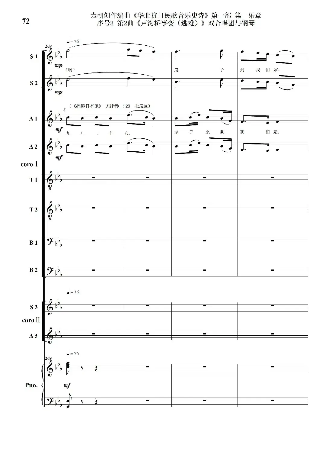 重发:序号3第2曲《卢沟桥事变(逃难)》双合唱团与钢琴