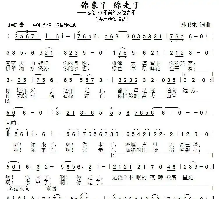 你来了你走了(孙卫东词曲)