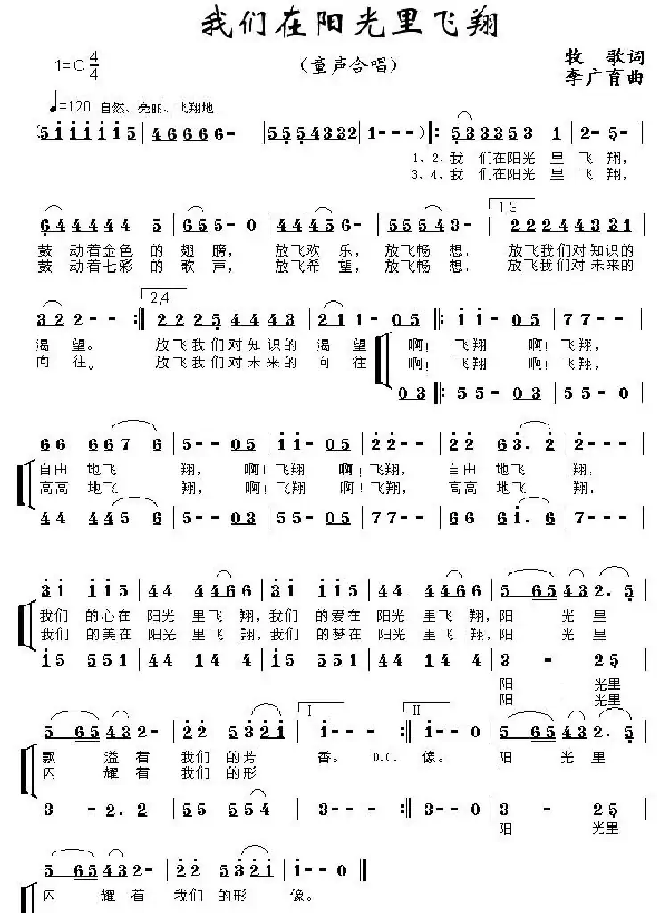 我们在阳光里飞翔(合唱)