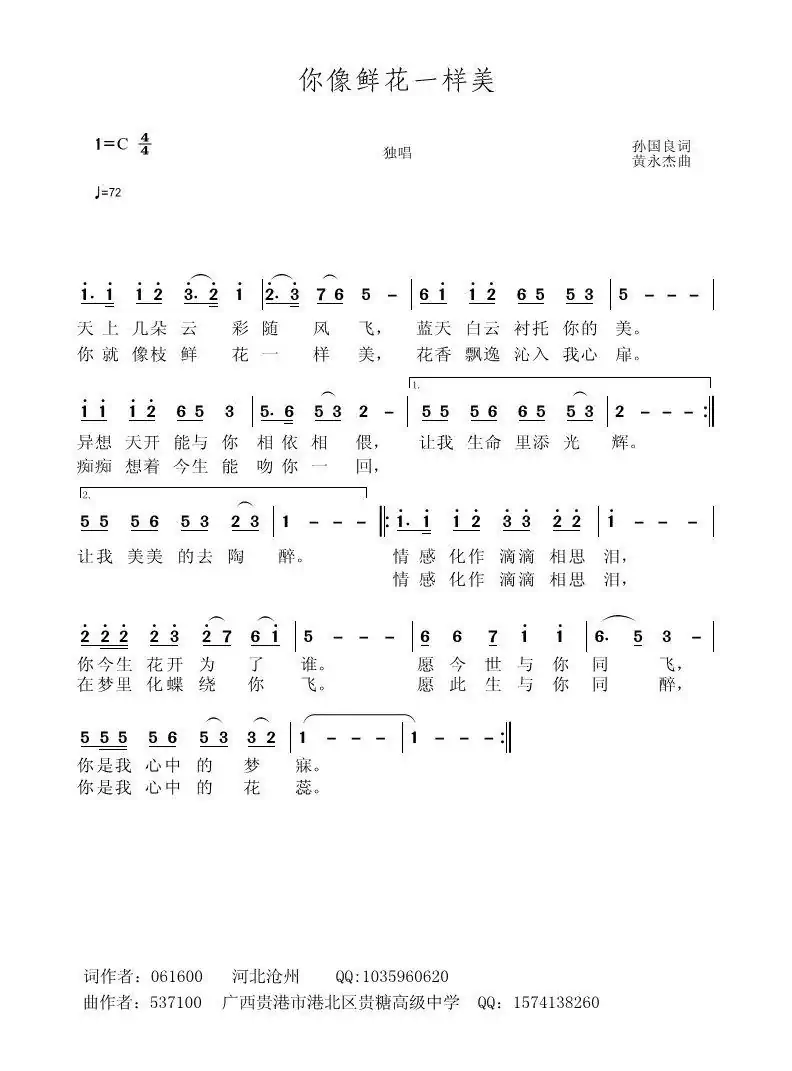 你像鲜花一样美