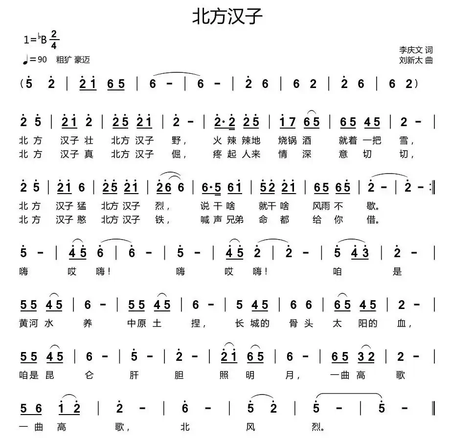 北方汉子(李庆文词 刘新太曲)
