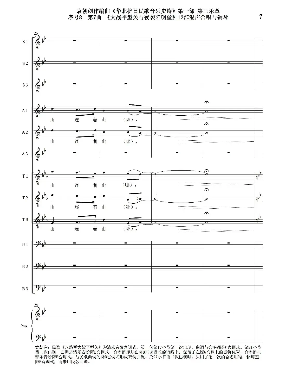重发:序号8第7曲《大战平型关与夜袭阳明堡》Ⅰ合唱团与钢琴
