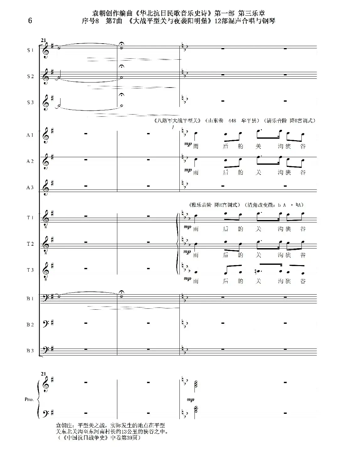 重发:序号8第7曲《大战平型关与夜袭阳明堡》Ⅰ合唱团与钢琴