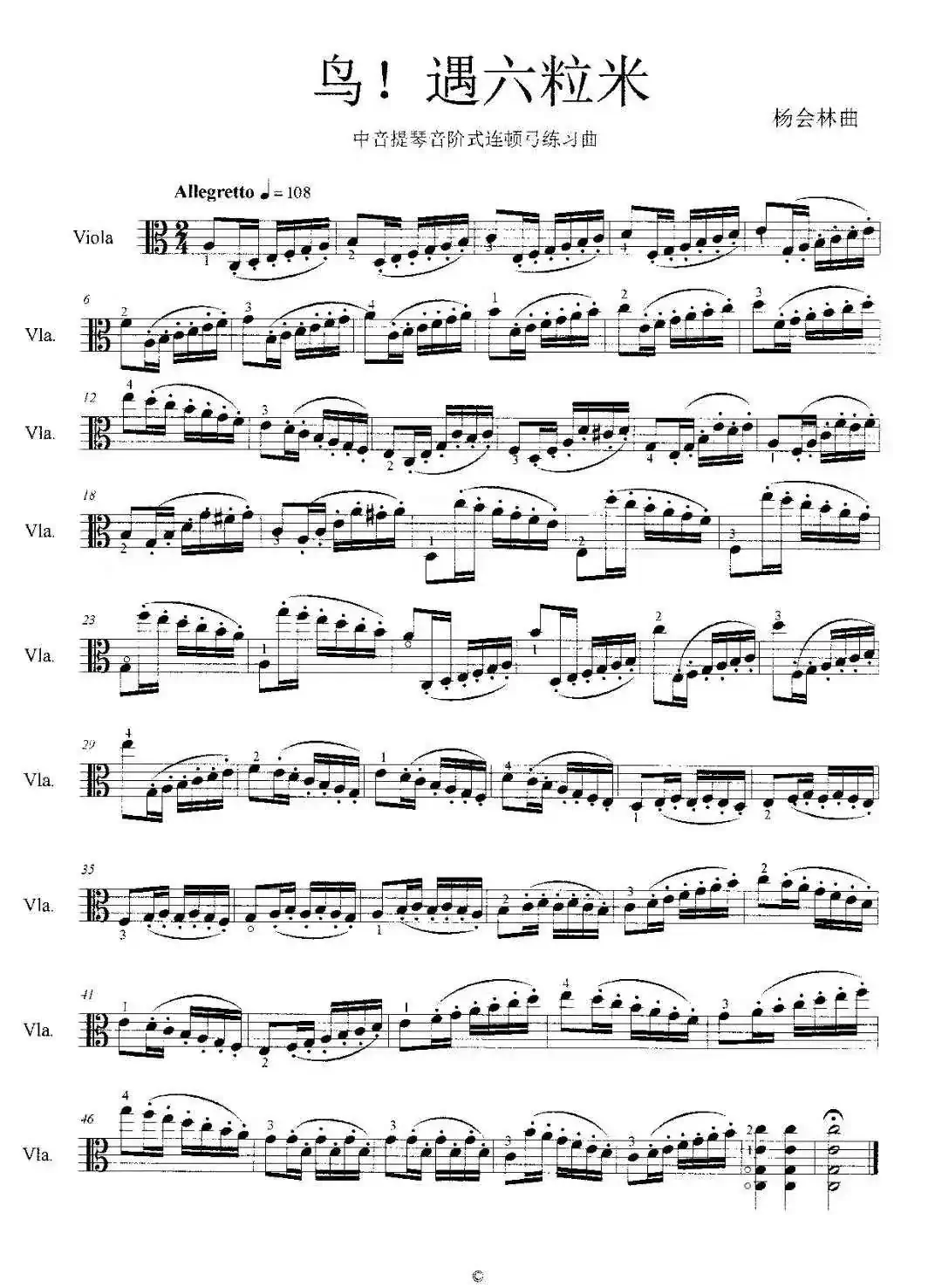 鸟!遇六粒米(中音提琴音阶式连顿弓练习曲)