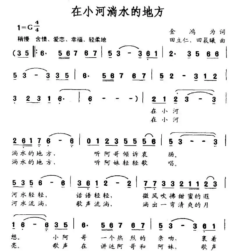 在小河淌水的地方(金鸿为词 田立仁、田晨曦曲)