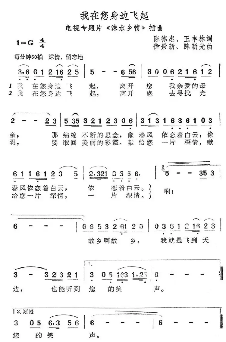 我在您身边飞起(电视专题片《沫水乡情》插曲)