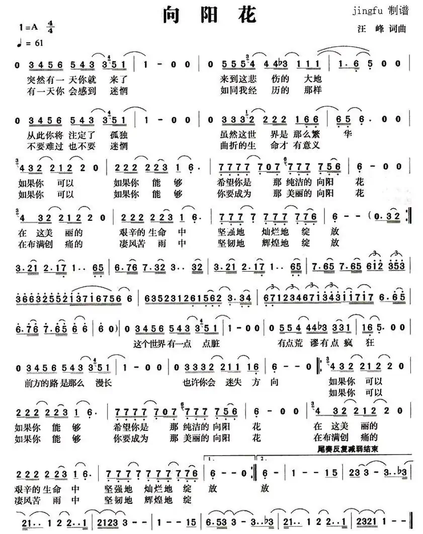 向阳花(汪峰 词曲)