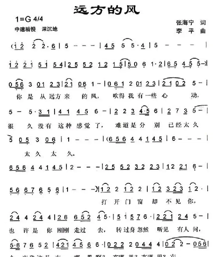 远方的风(张海宁词 李平曲)