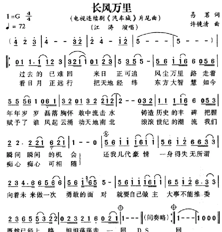 长风万里(电视剧《汽车城》片尾曲)