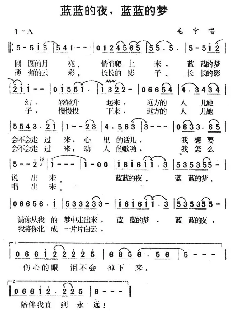 蓝蓝的夜,蓝蓝的梦(毛宁演唱)