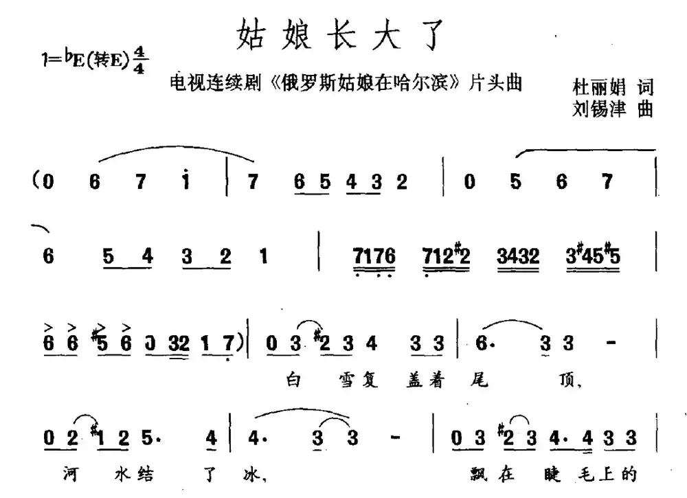 姑娘长大了(连续剧《俄罗斯姑娘在哈尔滨》片头曲)