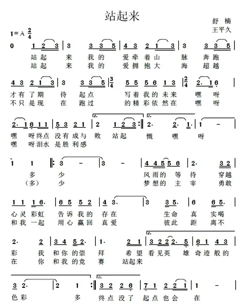 站起来(舒楠词 王平久曲)