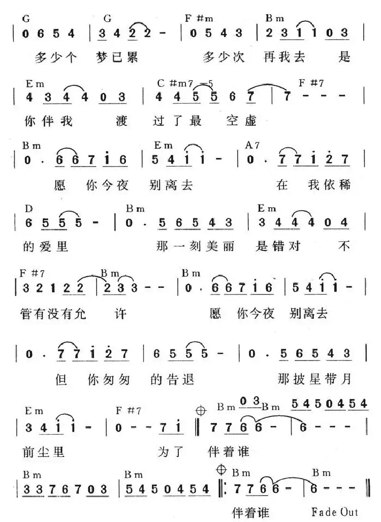 愿你今夜别离去(梁科记谱)